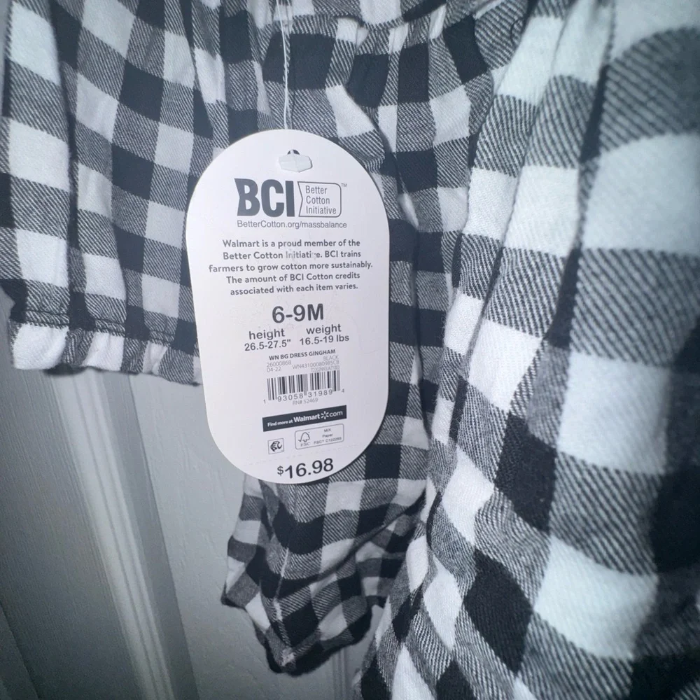 WonderNation 6-9Months Cotton Plaid Dress with tight Outfit 2 Piece Set NWT
